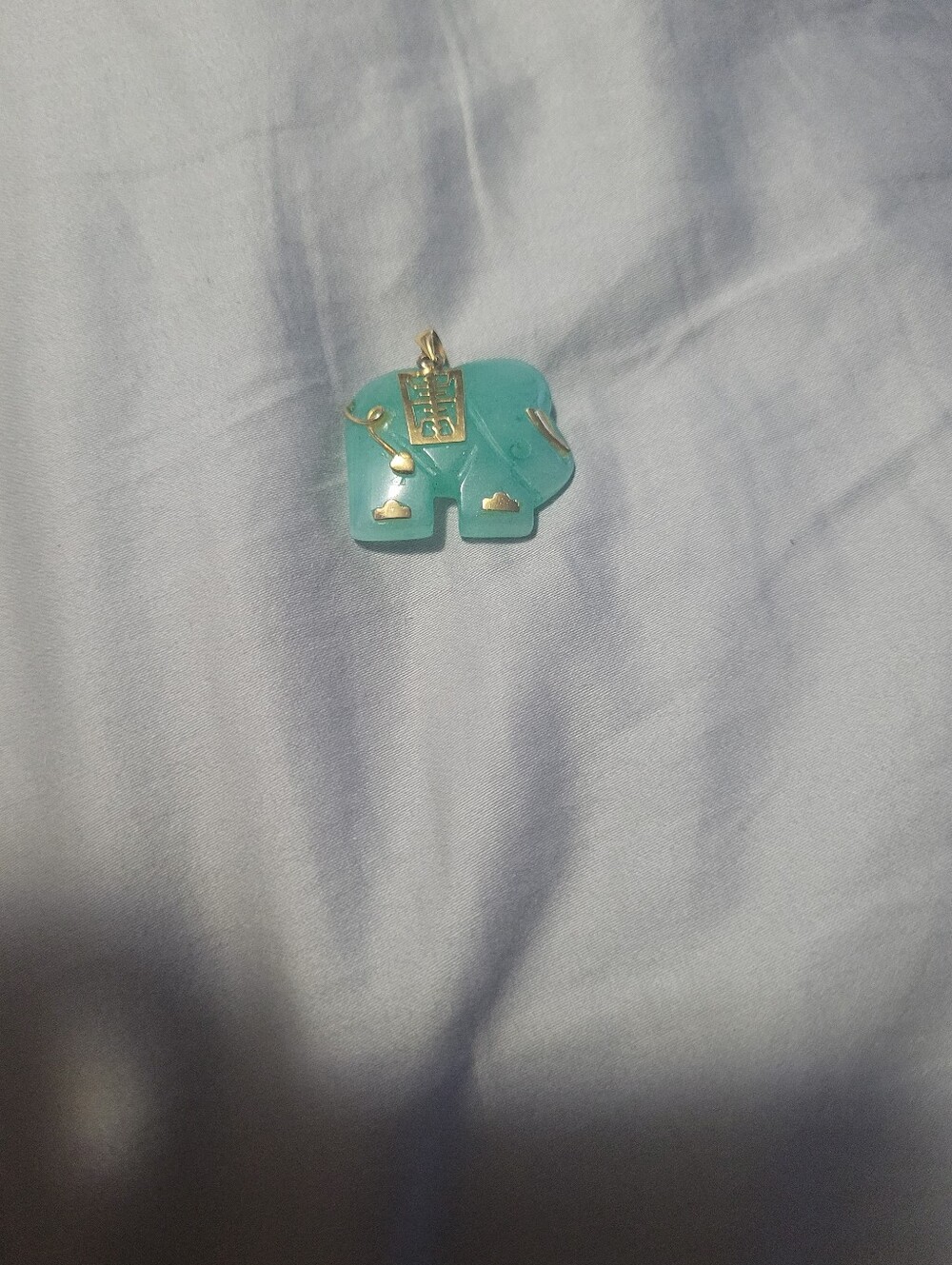 Jade Elephant Pendant Necklace - Gold Plated Accents